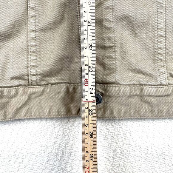 Zanerobe Denim Jacket Mens M Tan Beige Distressed Button Front Zip Pockets NWOT - Picture 10 of 12